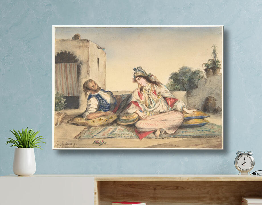 Eugène Delacroix : Un couple marocain sur leur terrasse