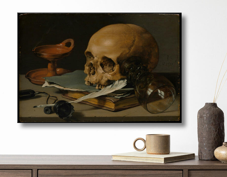 Pieter Claesz : Nature morte avec un crâne et une plume d
