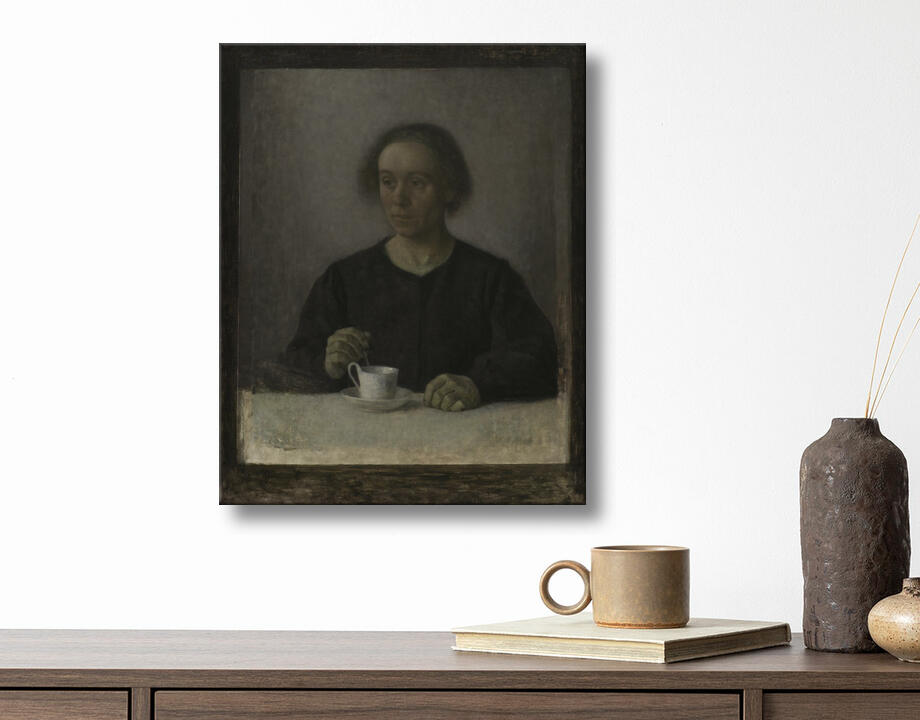 Hammershøi, Vilhelm : Ida Hammershøi, la femme de l'artiste, avec une tasse de thé