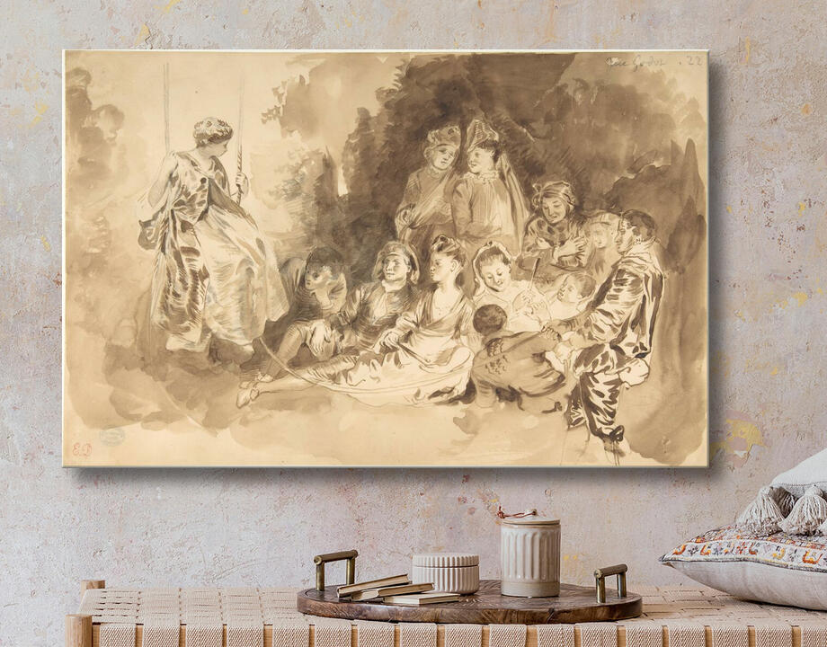 Eugène Delacroix : "The Swing," after Antoine Watteau (Les Agréements de l