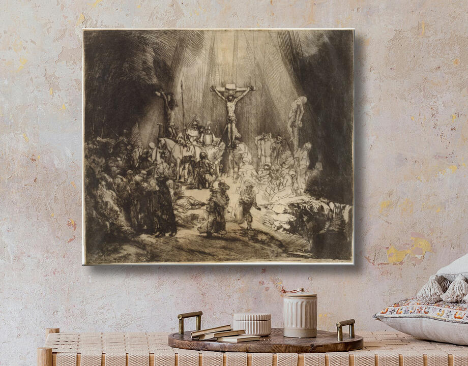 Rembrandt (Rembrandt van Rijn) : Le Christ crucifié entre les deux voleurs : les trois croix