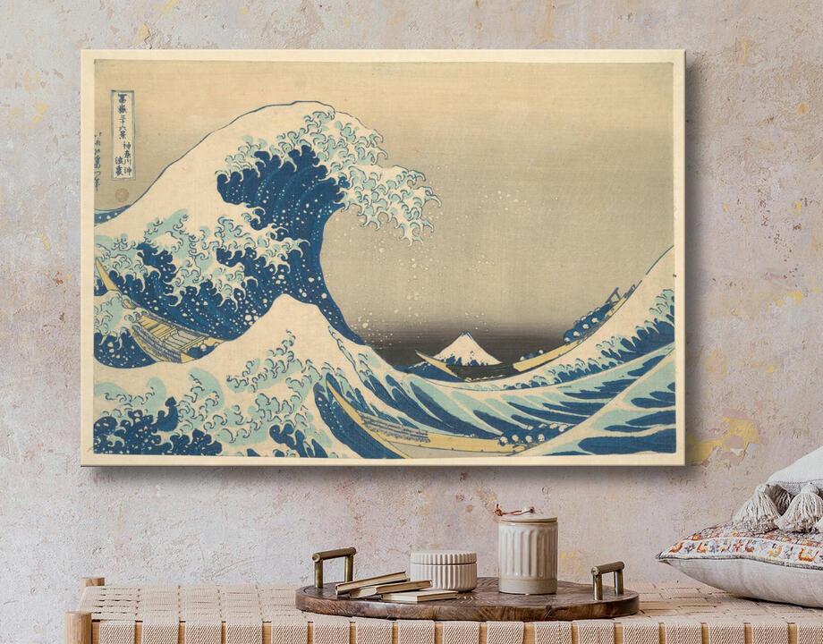 Katsushika Hokusai : Sous la vague au large de Kanagawa (Kanagawa oki nami ura), également connue sous le nom de La Grande Vague, de la série Trente-six vues du mont Fuji (Fugaku sanjūrokkei)