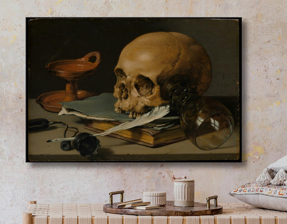 Pieter Claesz : Nature morte avec un crâne et une plume d