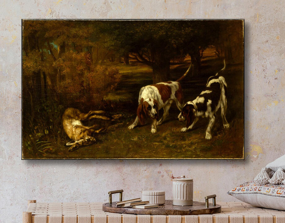 Gustave Courbet : Chiens de chasse avec lièvre mort