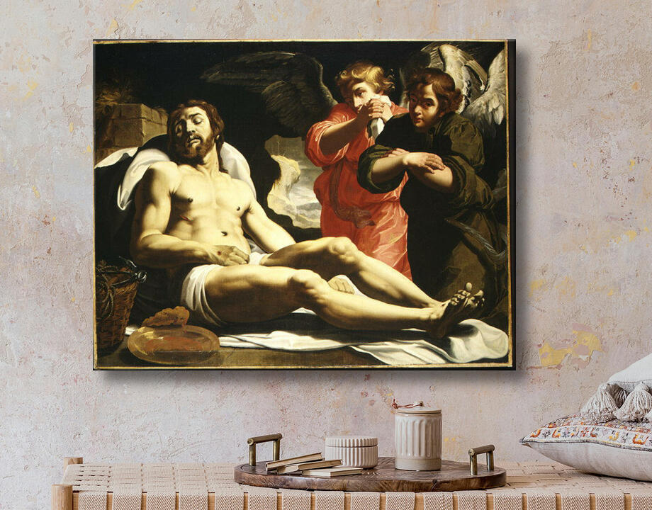 Abraham Janssen van Nuyssen : Le Christ mort au tombeau avec deux anges