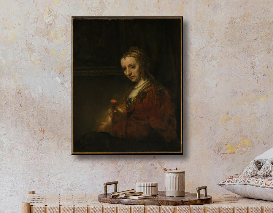 Rembrandt (Rembrandt van Rijn) : Femme avec une rose