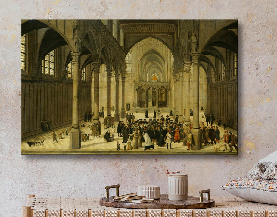 Cornelis van Dalem : Intérieur de l'église avec le Christ prêchant à une congrégation