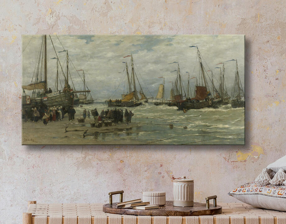 Hendrik Willem Mesdag : Pêche aux roses dans les vagues déferlantes