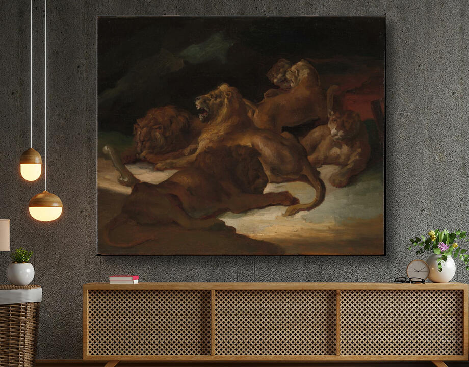 Théodore Gericault : Lions dans un paysage montagneux