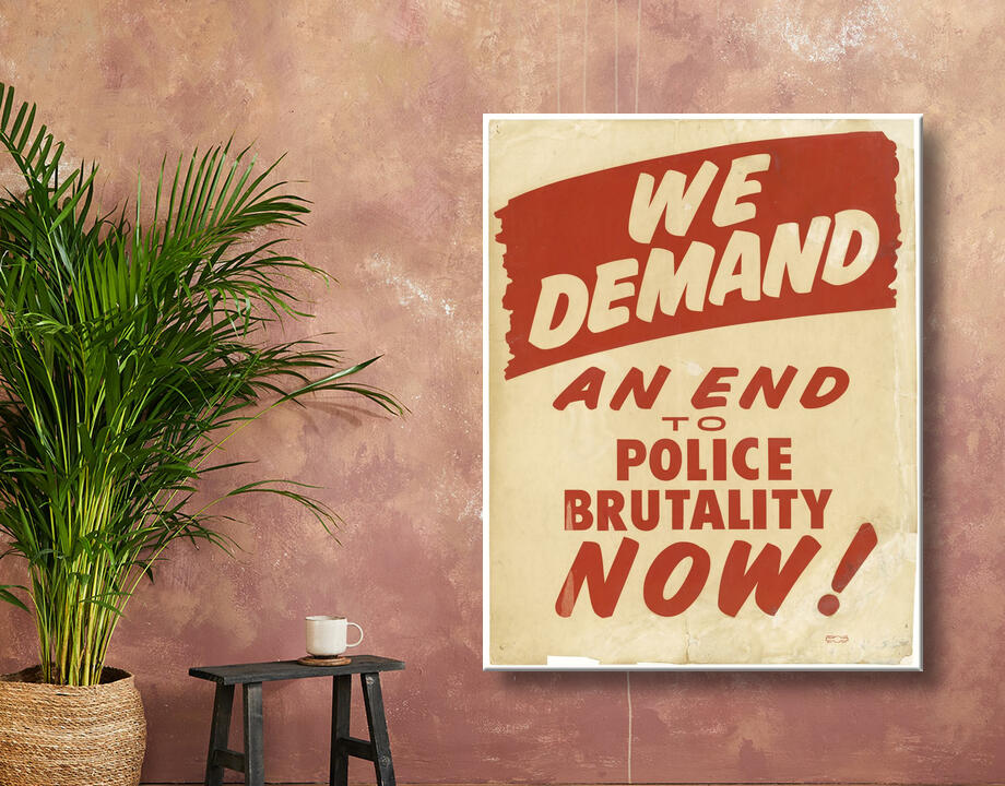 Unidentified : Pancarte de mars sur Washington "NOUS DEMANDONS LA FIN DES BRUTALITES POLICIÈRES MAINTENANT"