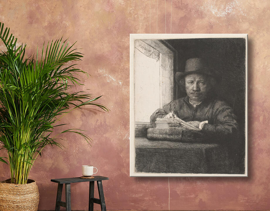 Rembrandt van Rijn : Rembrandt dessinant à une fenêtre