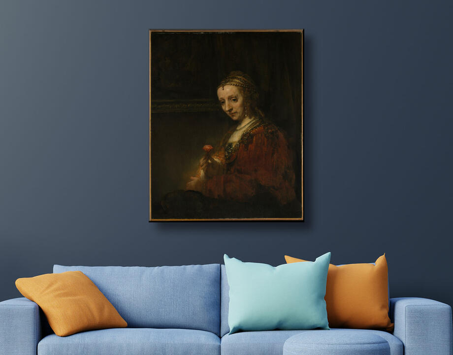 Rembrandt (Rembrandt van Rijn) : Femme avec une rose