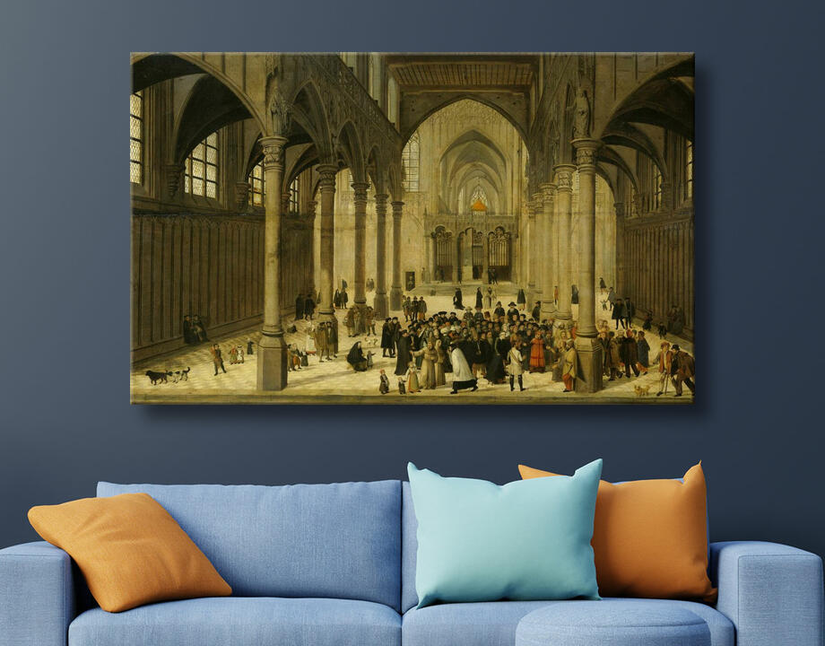 Cornelis van Dalem : Intérieur de l'église avec le Christ prêchant à une congrégation