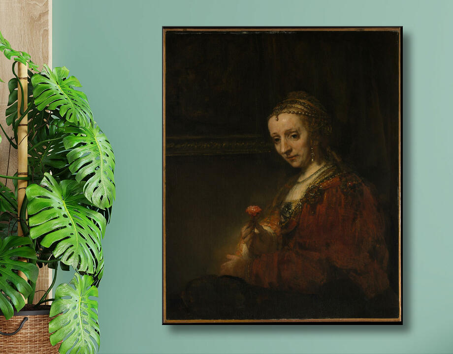 Rembrandt (Rembrandt van Rijn) : Femme avec une rose