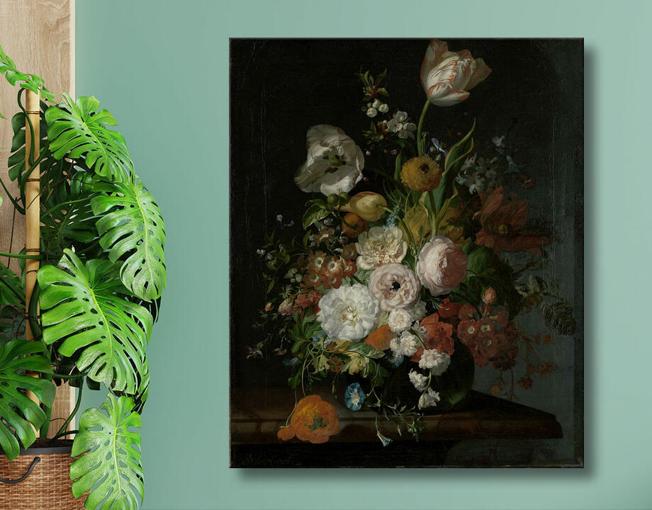 Rachel Ruysch : Nature morte aux fleurs dans un vase en verre