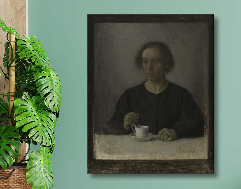 Hammershøi, Vilhelm : Ida Hammershøi, la femme de l'artiste, avec une tasse de thé