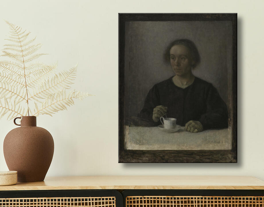 Hammershøi, Vilhelm : Ida Hammershøi, la femme de l'artiste, avec une tasse de thé