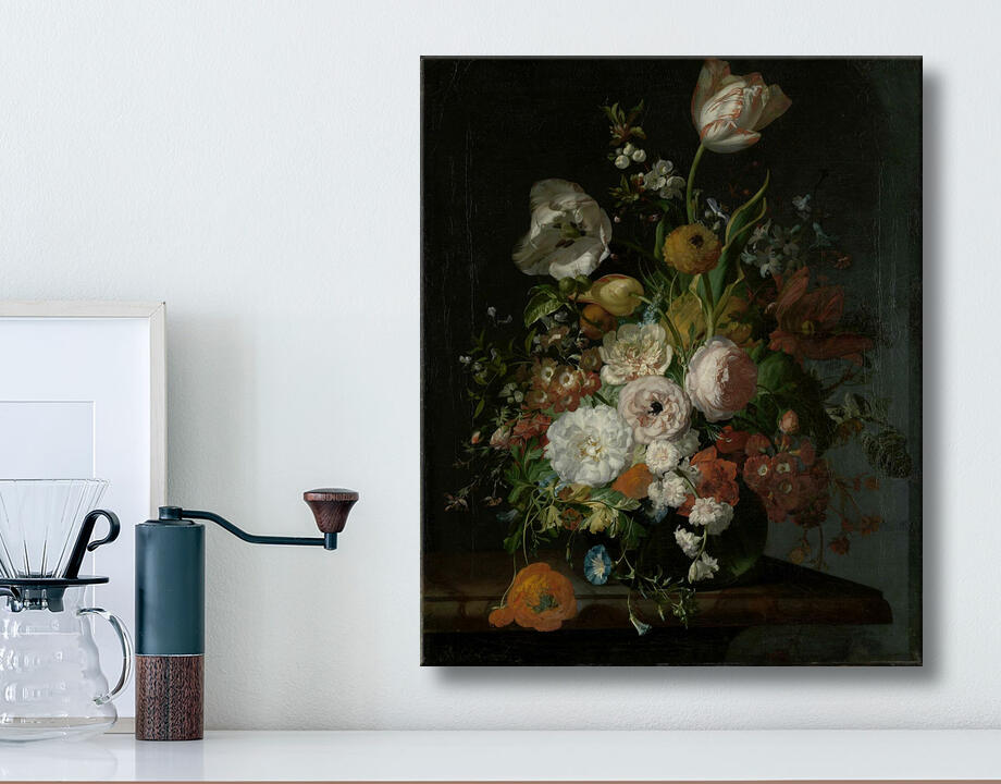 Rachel Ruysch : Nature morte aux fleurs dans un vase en verre