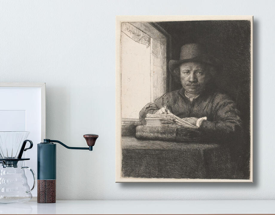 Rembrandt van Rijn : Rembrandt dessinant à une fenêtre
