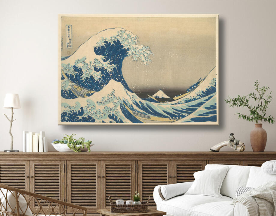 Katsushika Hokusai : Sous la vague au large de Kanagawa (Kanagawa oki nami ura), également connue sous le nom de La Grande Vague, de la série Trente-six vues du mont Fuji (Fugaku sanjūrokkei)