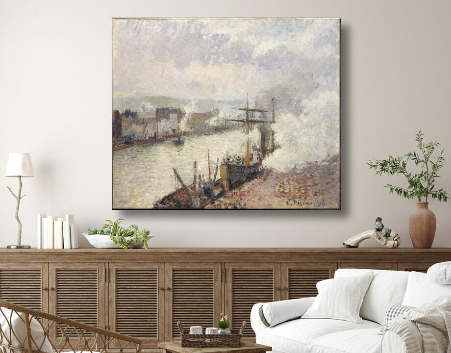 Camille Pissarro : Bateaux à vapeur dans le port de Rouen
