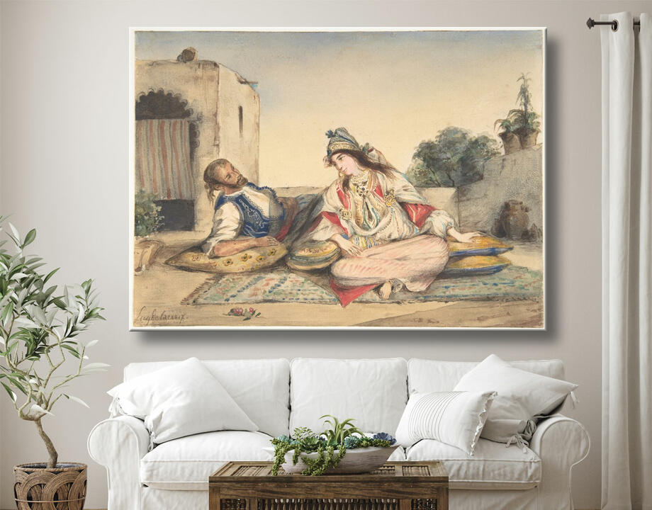 Eugène Delacroix : Un couple marocain sur leur terrasse