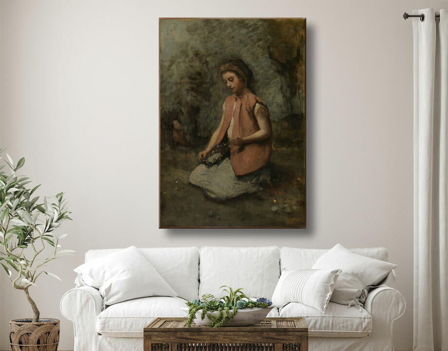 Camille Corot : Fille tissant une guirlande