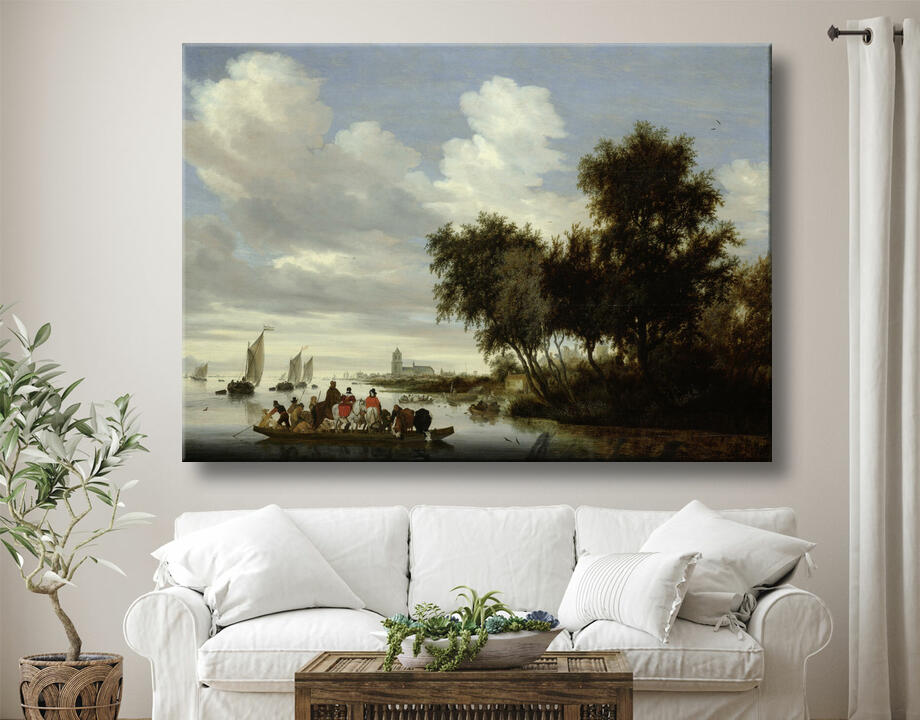 Salomon van Ruysdael : Paysage fluvial avec ferry