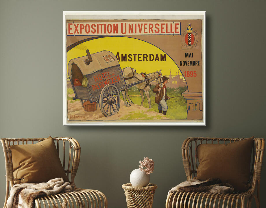 Johan Braakensiek : Affiche pour l'Exposition universelle de l'hôtellerie et de l'industrie du voyage à Amsterdam, 1895