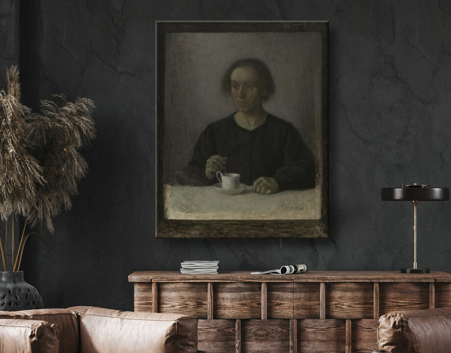 Hammershøi, Vilhelm : Ida Hammershøi, la femme de l'artiste, avec une tasse de thé