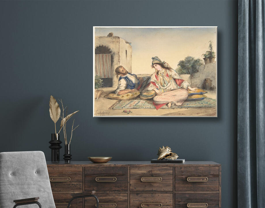 Eugène Delacroix : Un couple marocain sur leur terrasse
