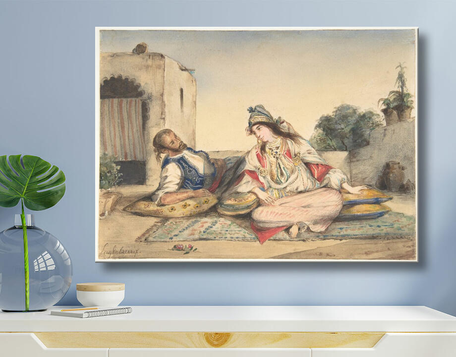 Eugène Delacroix : Un couple marocain sur leur terrasse