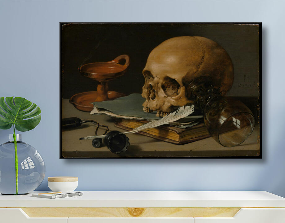 Pieter Claesz : Nature morte avec un crâne et une plume d