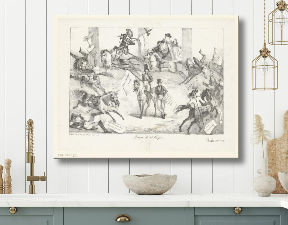 Eugène Delacroix : École d'équitation avec figures allégoriques sur les chevaux