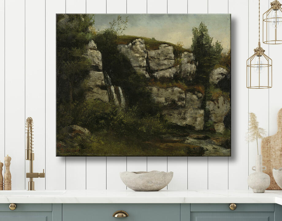 Gustave Courbet : Paysage avec falaises rocheuses et cascade