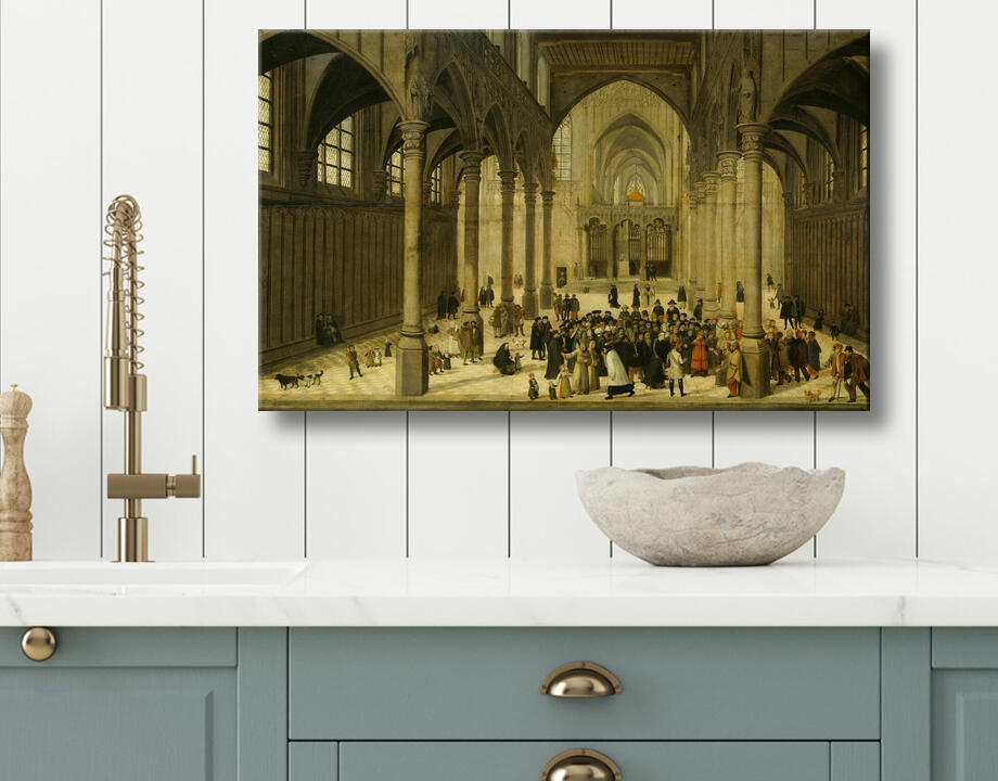 Cornelis van Dalem : Intérieur de l'église avec le Christ prêchant à une congrégation