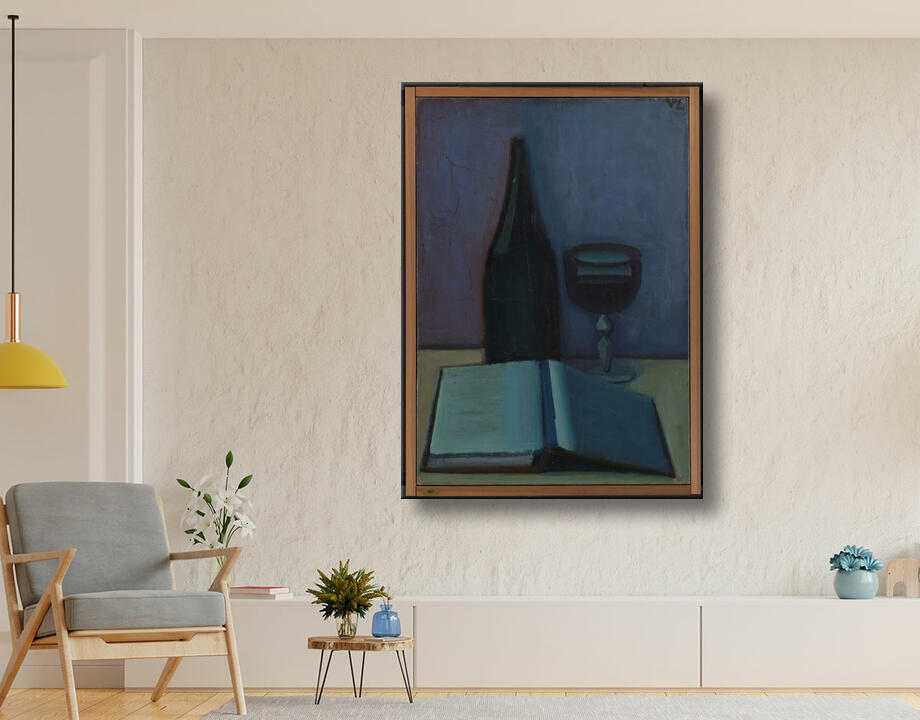 Lundstrøm, Vilhelm : Nature morte avec un livre, un verre et une bouteille