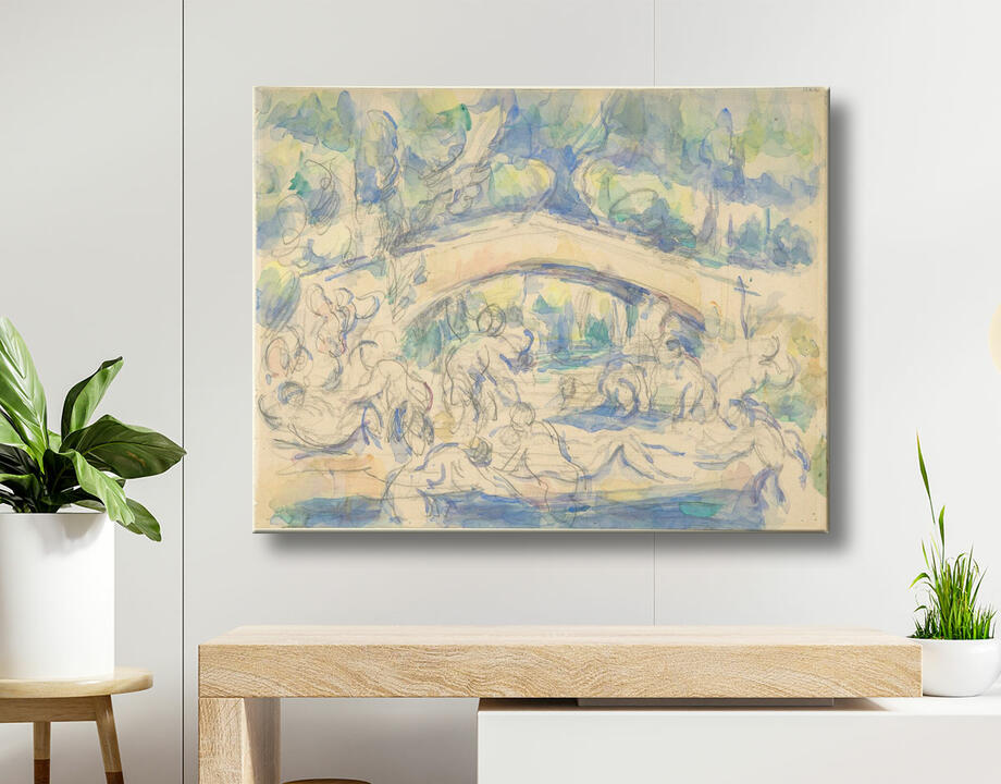 Paul Cézanne : Baigneurs sous un pont (recto) ; Étude d'après l'Ecorché de Houdon (verso)